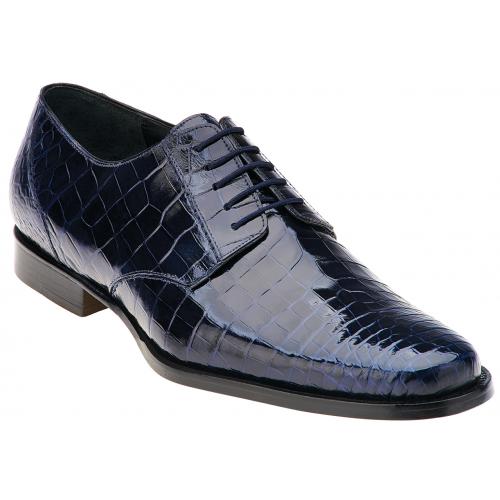 Belvedere "Gino" Navy Blue All-Over Genuine Nile Crocodile Shoes # F17